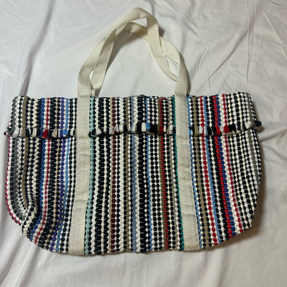 Retro MCM Style Rag Rug Purse Tote Boho Hobby Bag Handcrafted